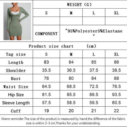 Women's Halter Tie Square Neck Long Sleeve Ribbed Knit Bodycon Mini Dresses