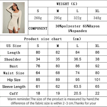 Women's Sexy Bodycon Mini Club Dress Square Neck Long Sleeve Split Casual Dresses