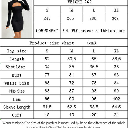 Women's Long Sleeve Dress Mock Neck Cut Out Ribbed knit Backless Bodycon Mini Dresses