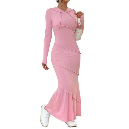 Women's Sexy Long Sleeve Hooded Bodycon Party Club Cocktail Maxi Dress