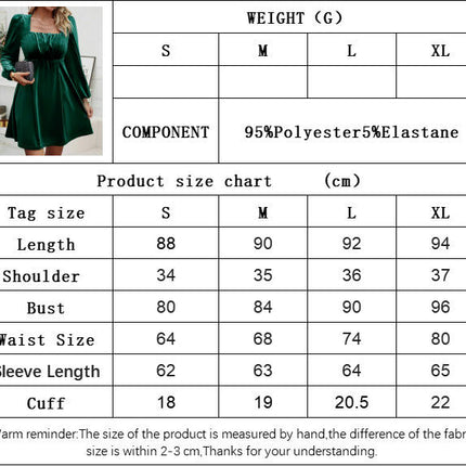 Women Velvet Cocktail Party Evening Dresses Long Sleeve Square Neck Swing Mini Dresses