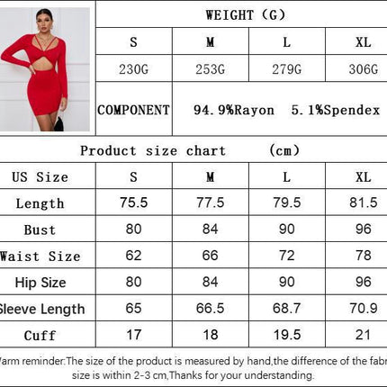 Women's Sexy Bodycon Deep V Neck Long Sleeve Cut Out Club Party Mini Dress