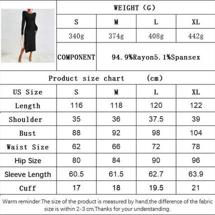 Womens Long Sleeve Bodycon Dress Crewneck Twist Backless Slit Midi Dresses