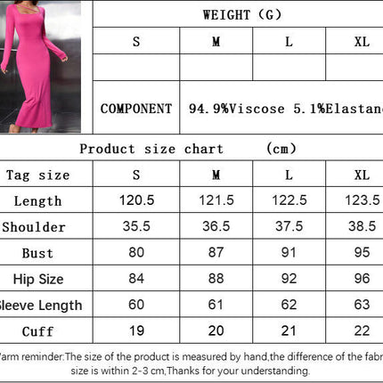 Women's Sexy Long Sleeve Bodycon Casual Square Neck Party Slit Maxi Dress