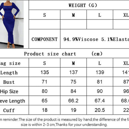 Womens Sexy Long Sleeve Dresses Square Neck Cutout Bodycon Party Maxi Dress