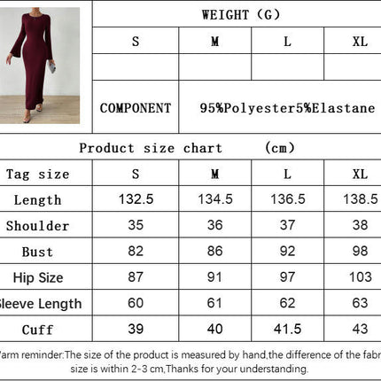 Women's Casual Long Sleeve Maxi Dress Sexy Backless Crew Neck Bodycon Long Dress