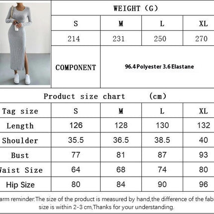 Women's Ribbed knit Crew Neck Long Sleeve Maxi Dress Bodycon Split Long Dress