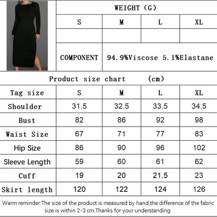 Women's Crew Neck Bodycon Dress Long Sleeve Sexy Backless Slit Midi Dress