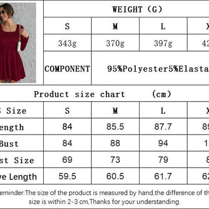 Women Velvet Dress Cocktail Party Square Neck Dresses Long Sleeve A-Line Formal Dresses