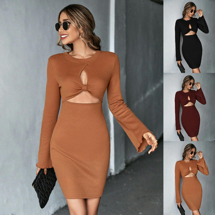 Women's Sexy Bodycon Long Sleeve Cut Out Party Club Cocktail Mini Dress