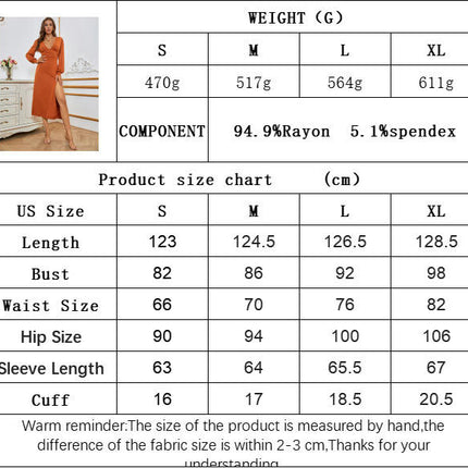 Women's Long Sleeve Dress Sexy Deep V Neck A Line Slit Slim Fitted Midi Dresses