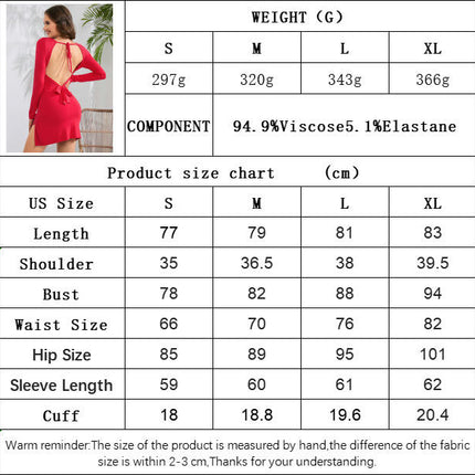 Women Bodycon Mini Dress Long Sleeve Sweetheart Neck Backless Split Short Dress