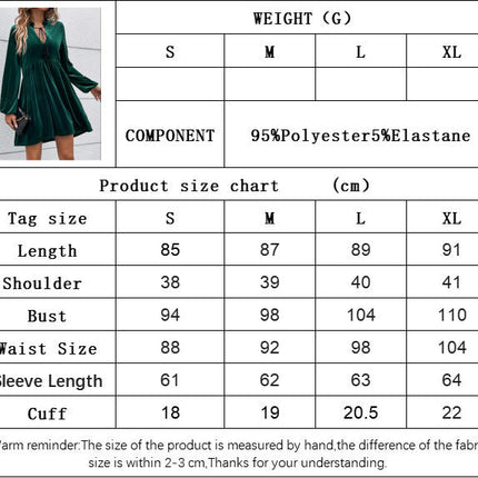 Women's V Neck Velvet Dresses Long Sleeve A-Line Formal Elegant Evening Party Mini Dress