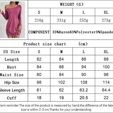 Women's Sexy One Shoulder Mini Dress Long Sleeve Loose Twist Knot Casual Dresses