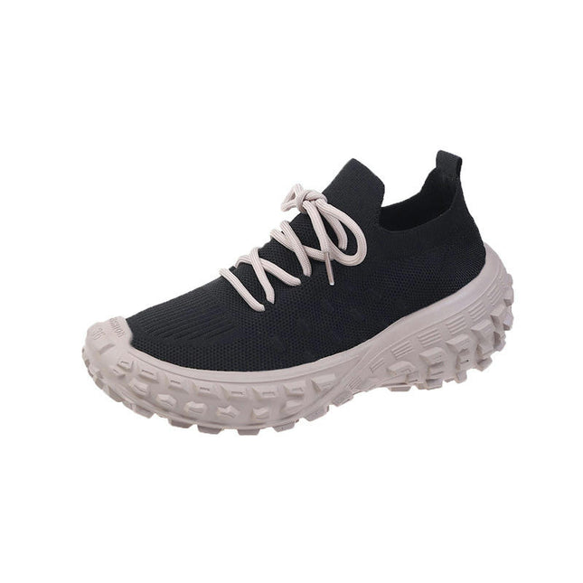 Women Chunky Lace Up Casual Comfortable Fashion Sneakers - for Walking Running Workout