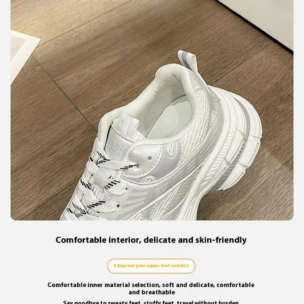 Women's Platform Chunky Fashion Sneakers Walking Lace-Up Comfortable Shoes