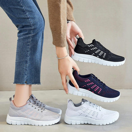 Women's Lace Up Walking Shoe Lightweight Workout Breathable Fashion Sneakers