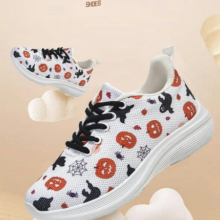 Women Fashion Pattern Mesh Breathable Comfortable Non Slip Lace Up Sneakers