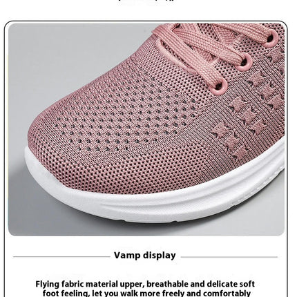 Leisure Women's Lace Up Travel Soft Sole Comfortable Shoes Outdoor Mesh Sports Shoes