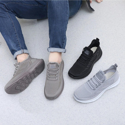 Men's Trendy Mesh Knit Casual Sneakers Lightweight Comfy Non Slip Lace Up Soft Sole Shoes