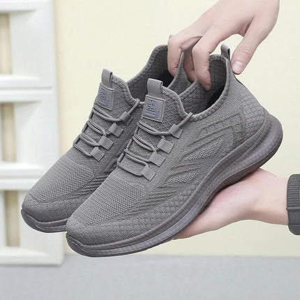 Men's Trendy Mesh Knit Casual Sneakers Lightweight Comfy Non Slip Lace Up Soft Sole Shoes