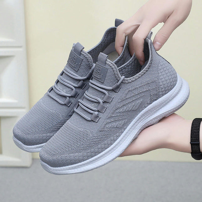 Men's Trendy Mesh Knit Casual Sneakers Lightweight Comfy Non Slip Lace Up Soft Sole Shoes