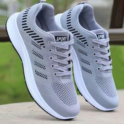 Men's Running Fashion Sneakers - Lightweight Breathable Flying Knitting Lace Up Mesh Walking Shoes