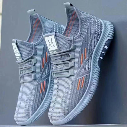 Men's Running Fashion Sneakers - Lightweight Breathable Flying Knitting Lace Up Mesh Walking Shoes