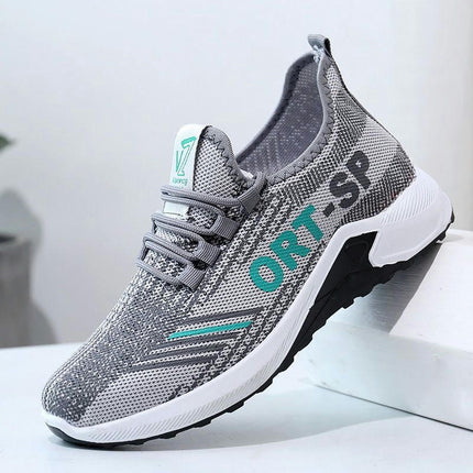 Men's Running Fashion Sneakers - Lightweight Breathable Flying Knitting Lace Up Mesh Walking Shoes