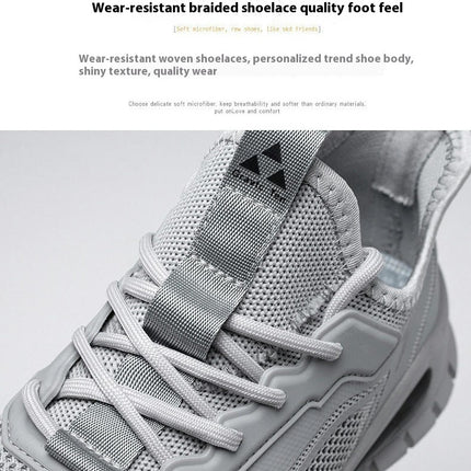 Mens Running Sneakers - Lightweight Breathable Flying Knitting Lace Up Mesh Walking Shoes