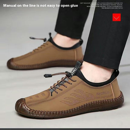 Non-Slip Leather Slip- On Shoes for Mens Casual Leather Lined Shoes