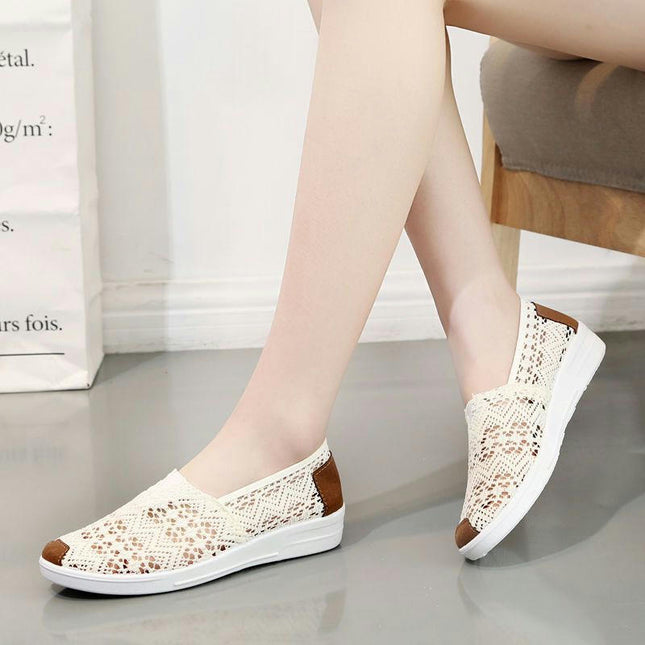 Women's Comfortable Breathable Hollow Slip-On Soft Platform Casual Shoes