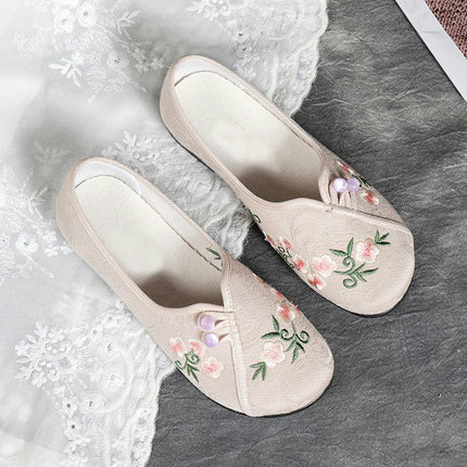 Slip On Flats Shoes for Women Round Toe Wide Chinese Style Comfortable Shoes