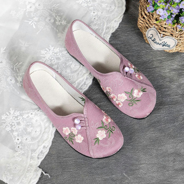 Slip On Flats Shoes for Women Round Toe Wide Chinese Style Comfortable Shoes