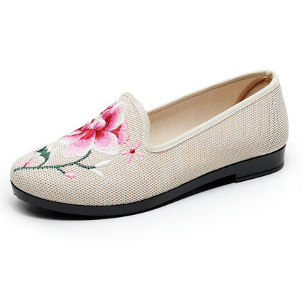 Women Fashion Round Toe Comfort Slip-On Breathable Ladies Casual Flat Shoes