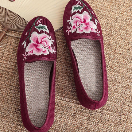 Women Fashion Round Toe Comfort Slip-On Breathable Ladies Casual Flat Shoes