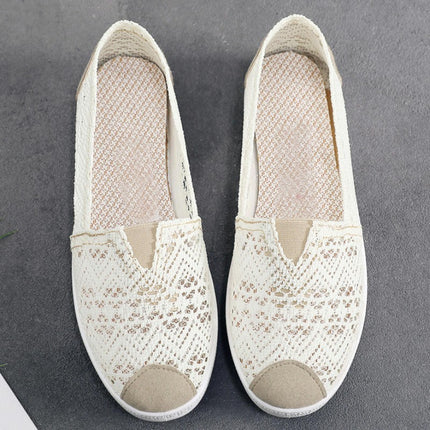 Women Hollow Casual Shoes Breathable Flats Shoes Slip-On Casual Shoes