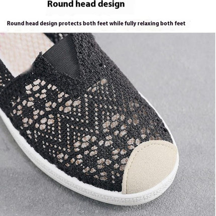 Women Hollow Casual Shoes Breathable Flats Shoes Slip-On Casual Shoes