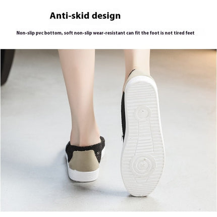 Women Hollow Casual Shoes Breathable Flats Shoes Slip-On Casual Shoes