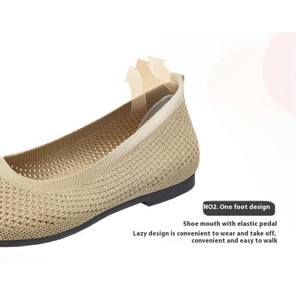 Ladies Casual Mesh Breathable Shallow Mouth Pointed Toe Flat Shoes Slip On Casual Shoes