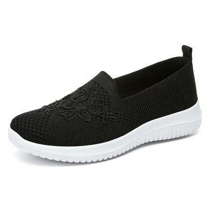 Women's Woven Breathable Soft Go Walking Slip On Hands Free Shoes Arch Support