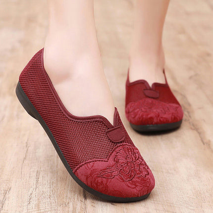 Women's Flat Shoes Round Toe Slip On Walking Flats Shoes for Comfort Soft Low Wedge