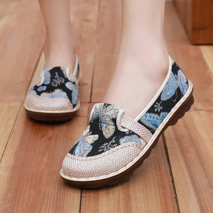 Women's Chinese Embroidery Casual Shoes Comfortable Round Toe Slip On Shoes