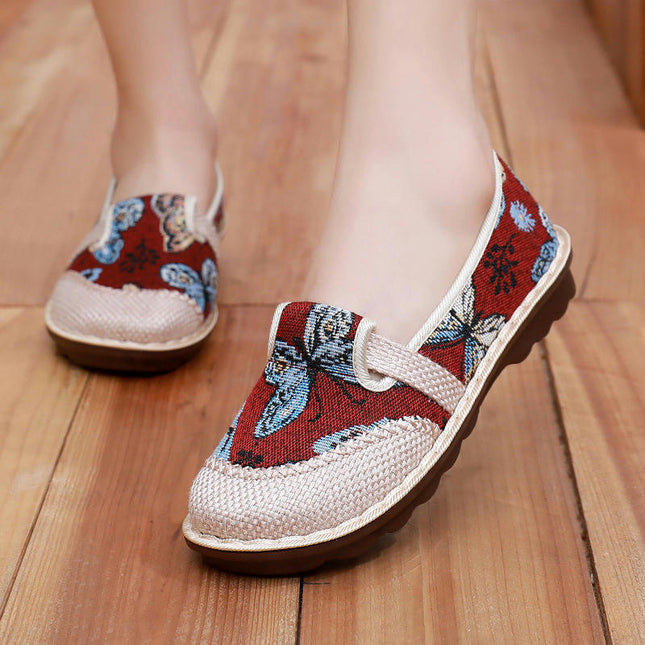 Women's Chinese Embroidery Casual Shoes Comfortable Round Toe Slip On Shoes