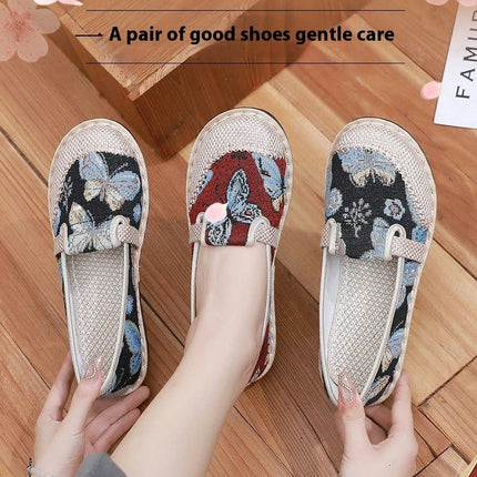 Women's Chinese Embroidery Casual Shoes Comfortable Round Toe Slip On Shoes