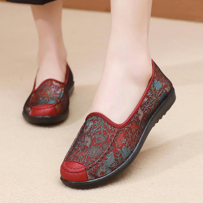 Women's Fashion Round Head Flying Woven Shoes A Slip On Soft Sole Comfortable Casual Shoes