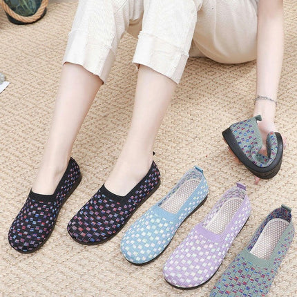 Women's Wide Flats Shoes Fashion Casual Soft Elegant Slip On Knitted Shoes