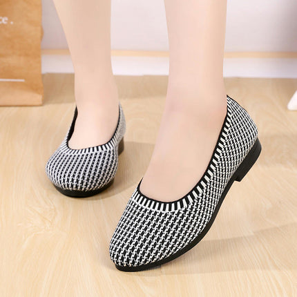 Women's Slip On Knited Shoes Comfortable Flat Office Work Shoes