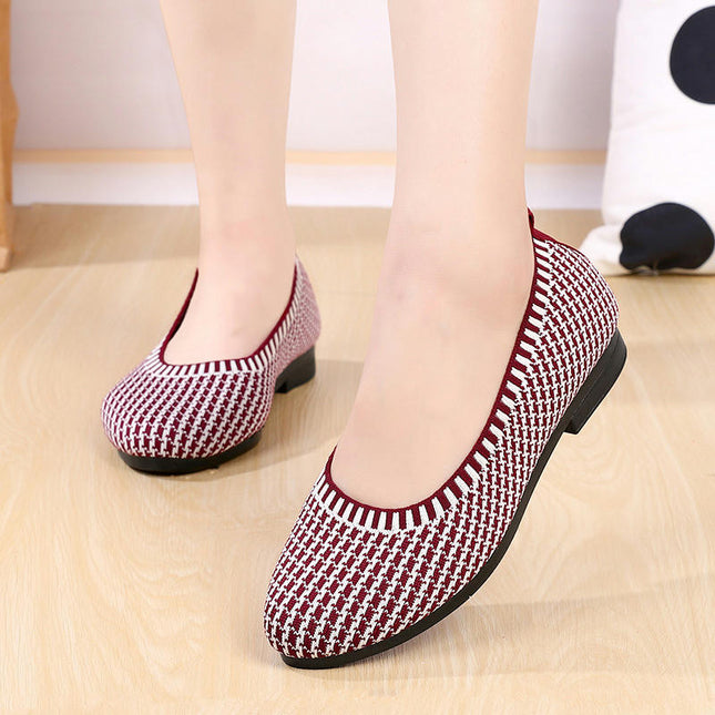 Women's Slip On Knited Shoes Comfortable Flat Office Work Shoes