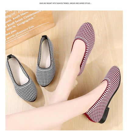 Women's Slip On Knited Shoes Comfortable Flat Office Work Shoes